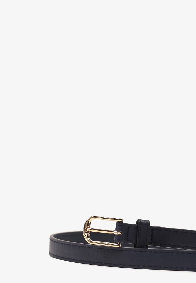 Czarny Cienki Pasek Zapinany na Półokrągłą Sprzączkę Ranilesa