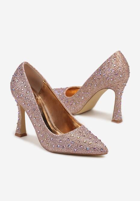 Szampańskie Szpilki w Klasycznym Stylu Ozdobione Cyrkoniami Brokatem Rivashea