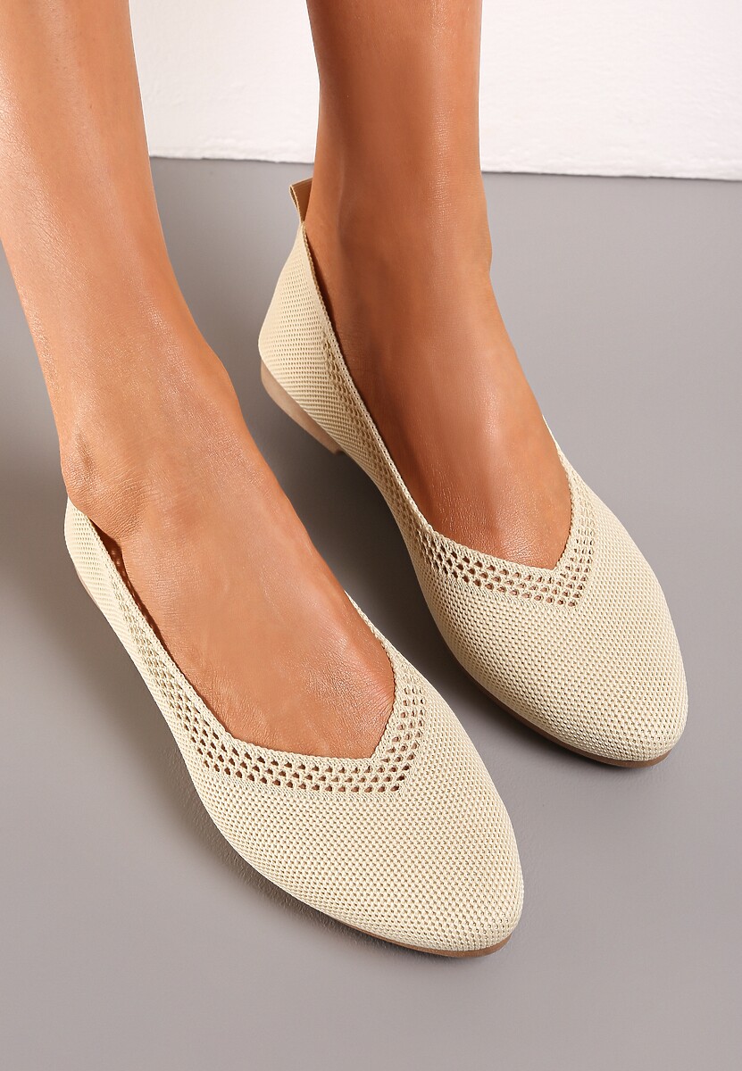 Różowe Płaskie Balerinki Plecione z Ozdobnymi Wycięciami Daniya