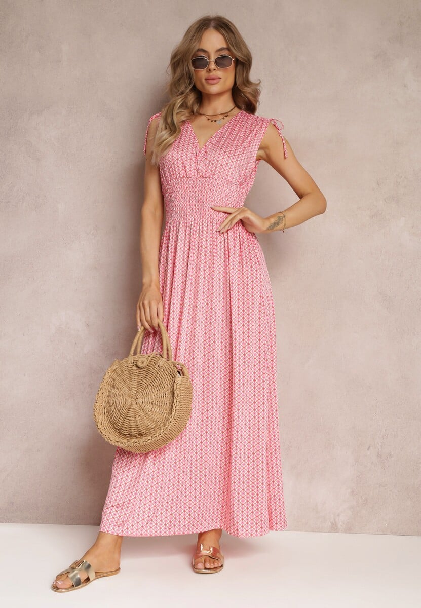 Czerwona Rozkloszowana Sukienka Maxi z Gumką w Pasie Jayma