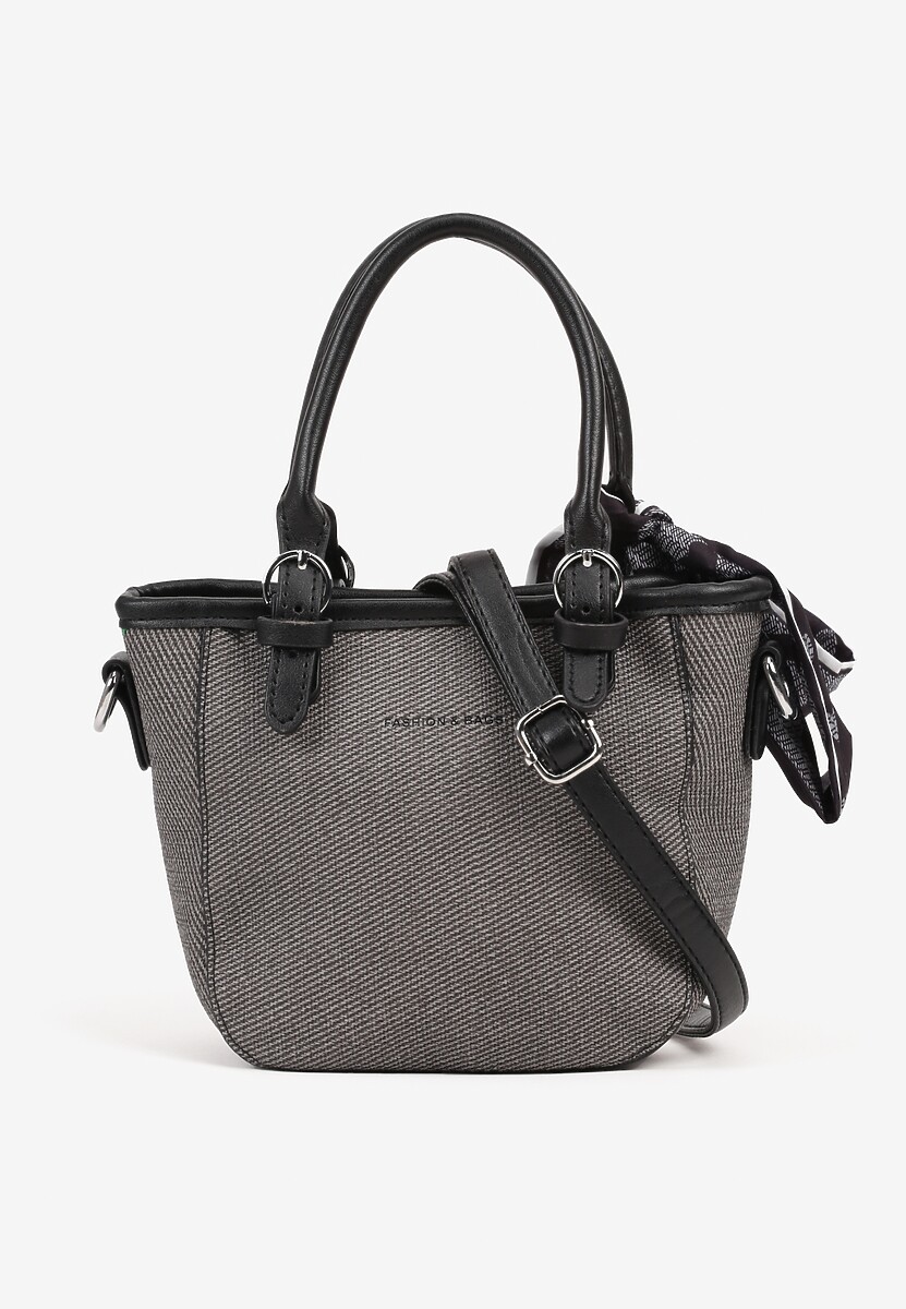 Czarno-Szara Mała Torebka Ozdobiona Apaszką na Uchwycie Zelimara