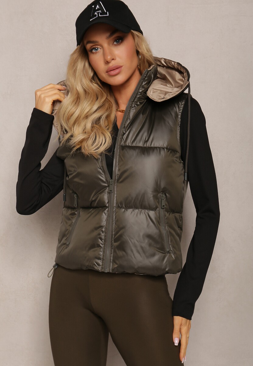 Różowa Pikowana Kamizelka z Szerokim Kapturem Wivelle