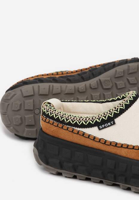 Beżowe Śniegowce na Platformie z Tłoczeniem i Niską Cholewką Violova