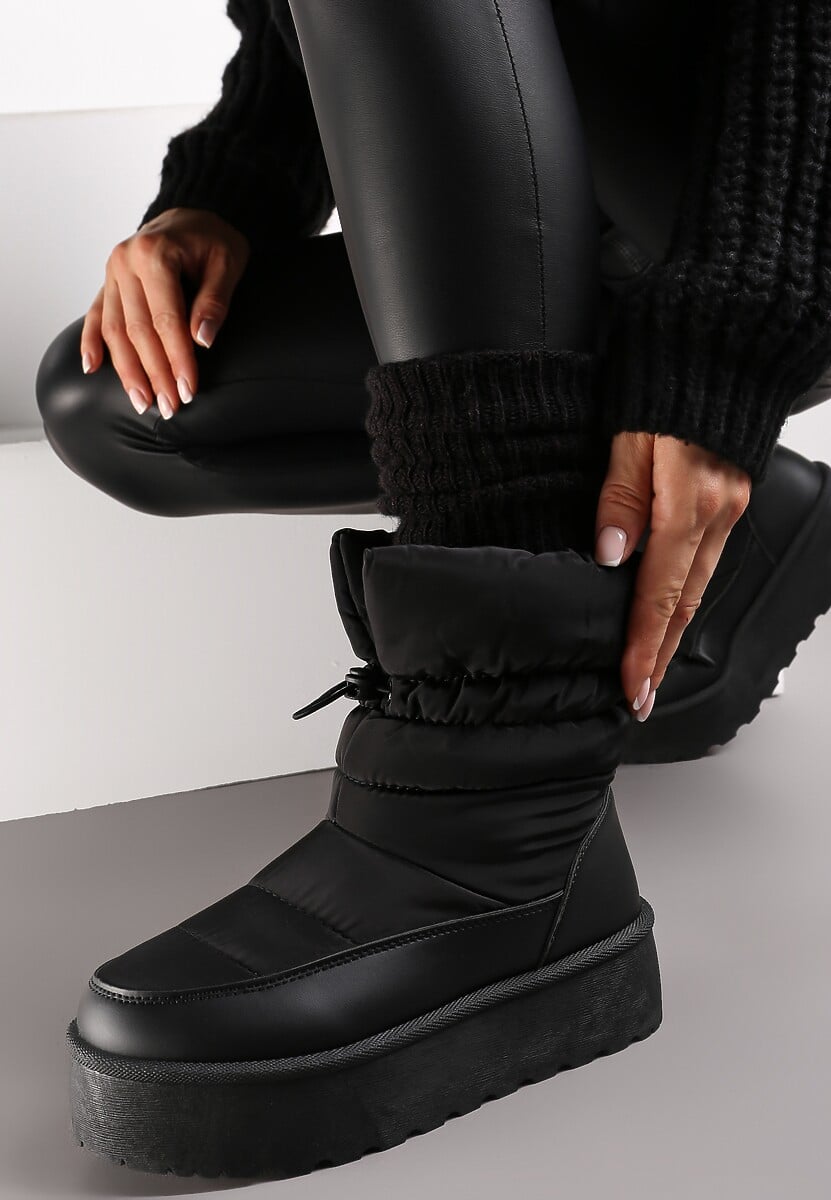 Białe Śniegowce ze Ściągaczem na Grubej Podeszwie Lunne