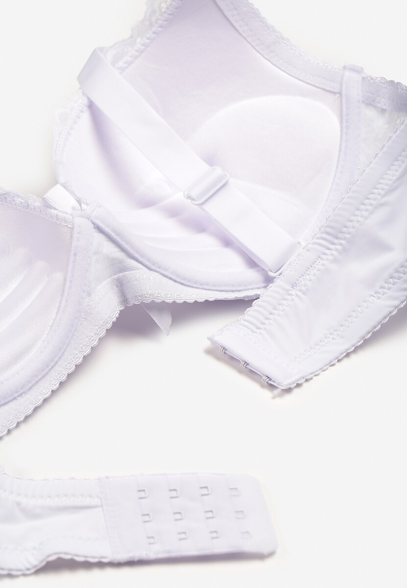 Biały Biustonosz Push Up z Ozdobną Koronką Ulira