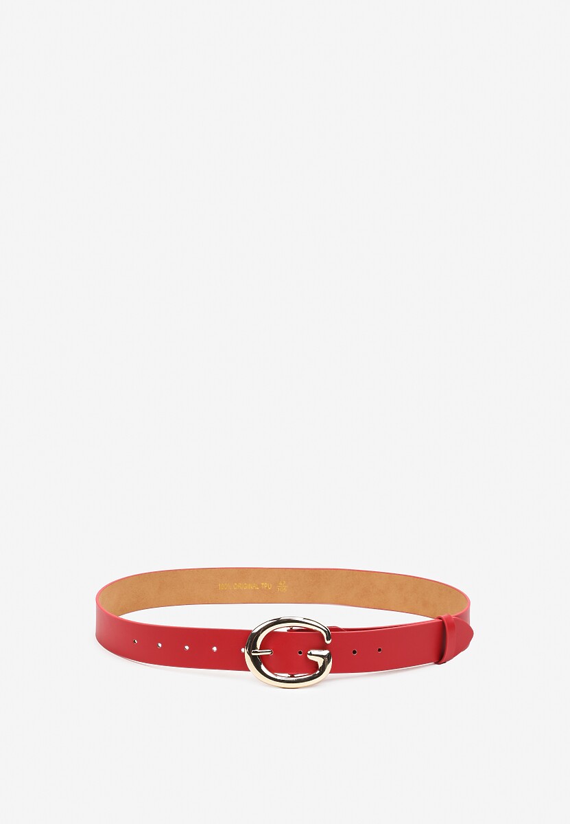 Czerwony Pasek z Ekoskóry z Metalową Klamrą Frosofia