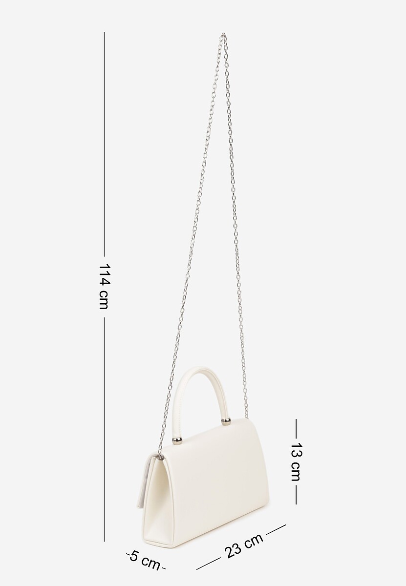 Biała Torebka Kopertówka do Ręki i na Łańcuszku Zdobiona Aplikacją Nonalie