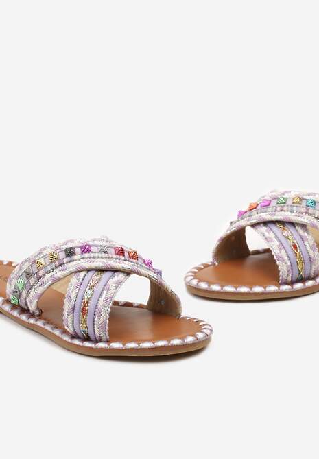 Fioletowe Klapki z Plecionego Materiau Asellesa