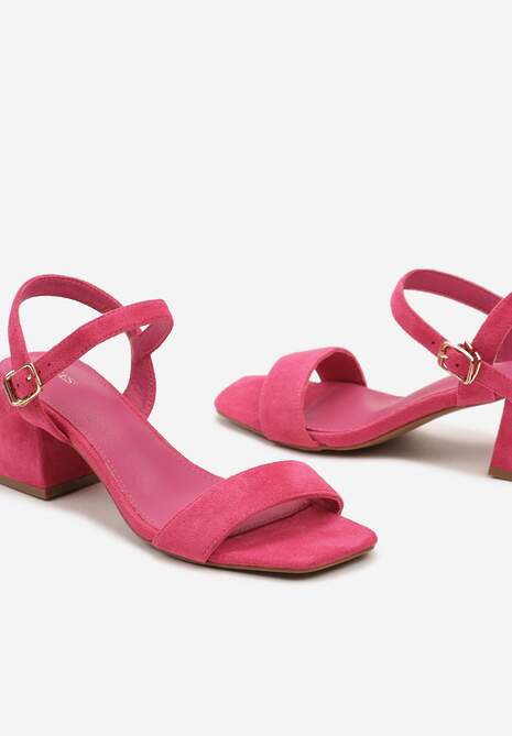 Fuksjowe Sandały z Wyściółką z Ekoskóry na Słupku z Zapięciem na Sprzączkę Maloella