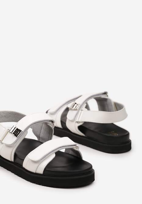 Białe Sandały Chunky Zapinane na Rzepy Macoto