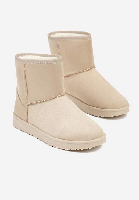 Beżowe Śniegowce z Przeszyciami po Bokach Retena