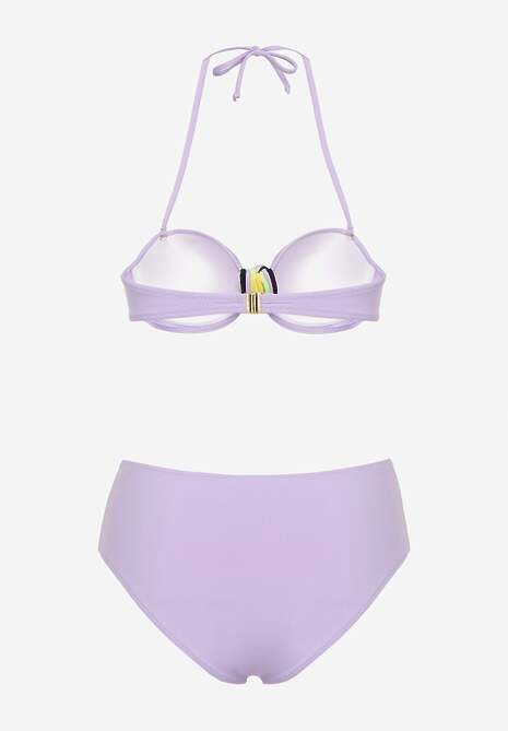 Fioletowe Bikini Majtki Figi i Biustonosz z Ozdobną Wstawką Natamara