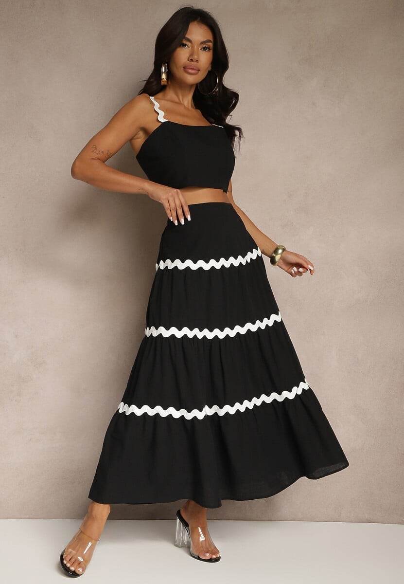 Biały Komplet z Bawełny Top na Ramiączkach i Spódnica Janoria