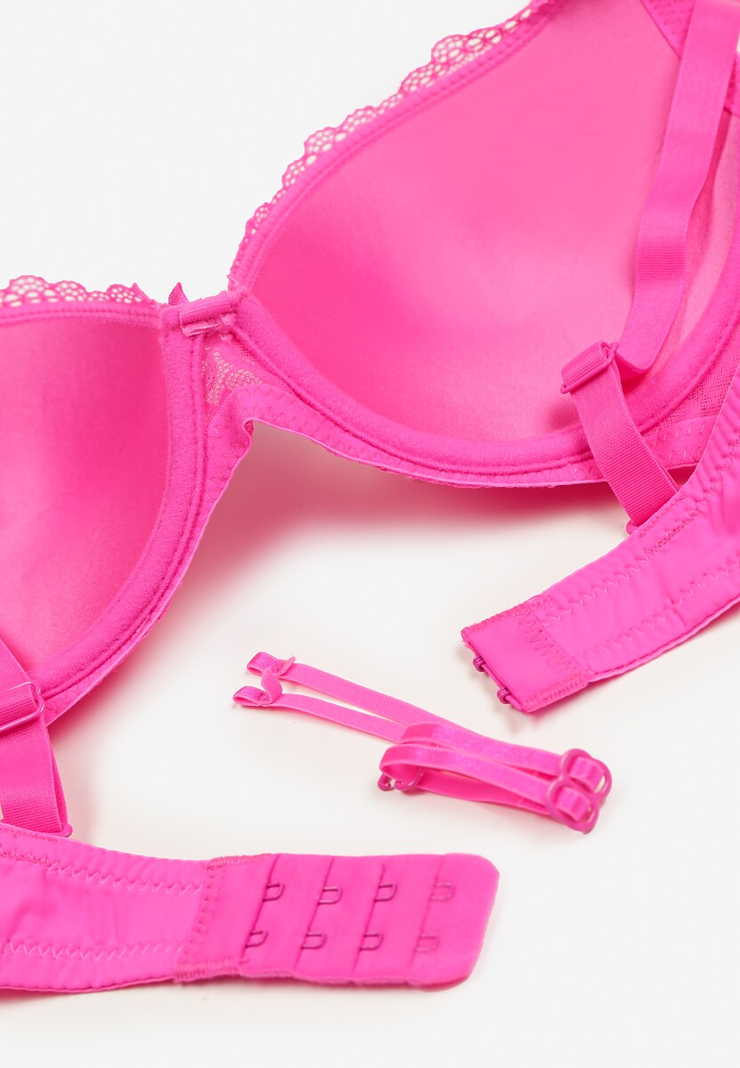 Fuksjowy Biustonosz Full Cup z Koronką Tinallore