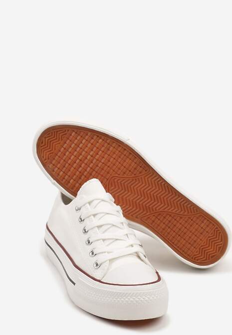 Biało-Czerwone Casualowe Trampki na Platformie ze Sznurowaniem Ravathra