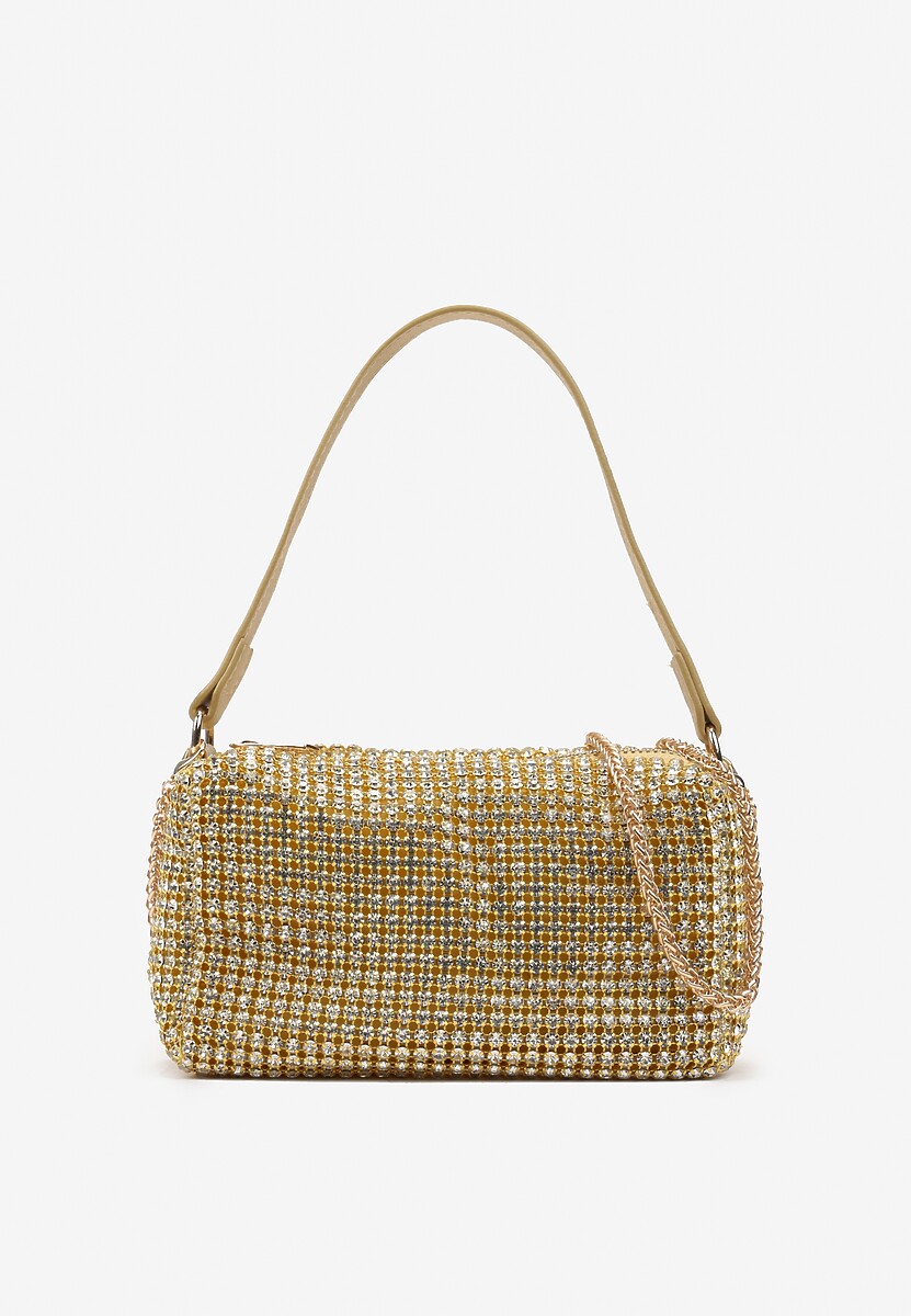 Czarna Mała Torebka w Cyrkonie z Paskiem i Łańcuszkiem Volaria