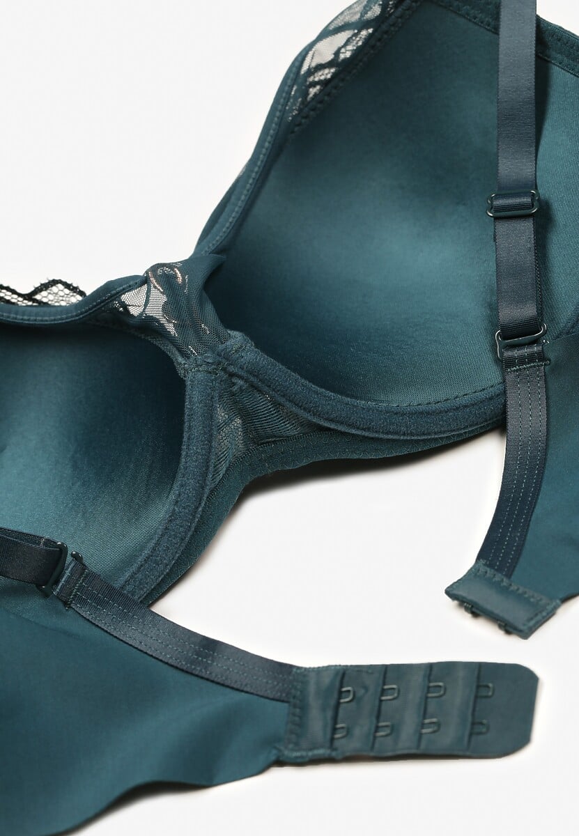 Ciemnozielony Koronkowy Biustonosz Push-Up Evantia