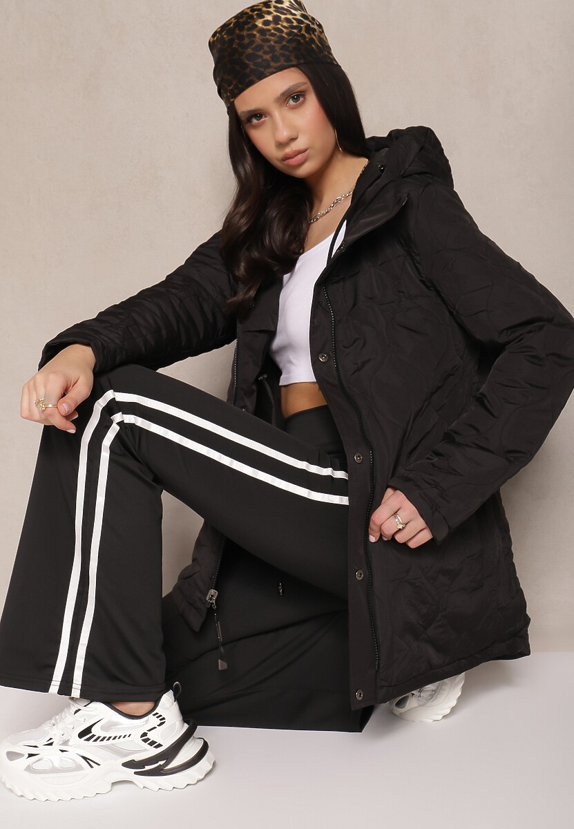 Czarna Dwustronna Kurtka o Fasonie Parki Tarisen