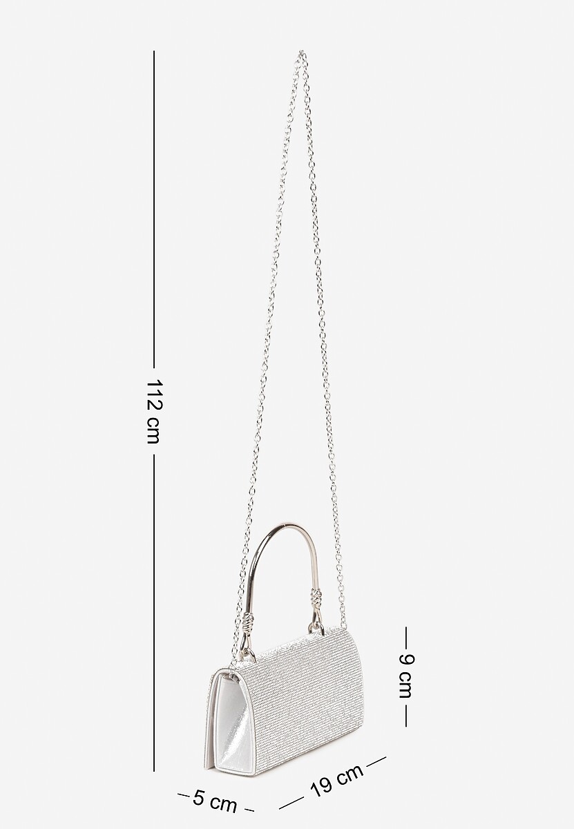 Srebrna Torebka Kopertówka z Cyrkoniami Rączką i Łańcuszkiem Fesovira