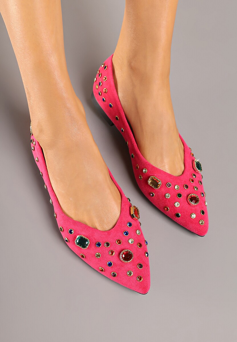 Fuksjowe Balerinki z Ozdobnymi Kamykami Ulirella