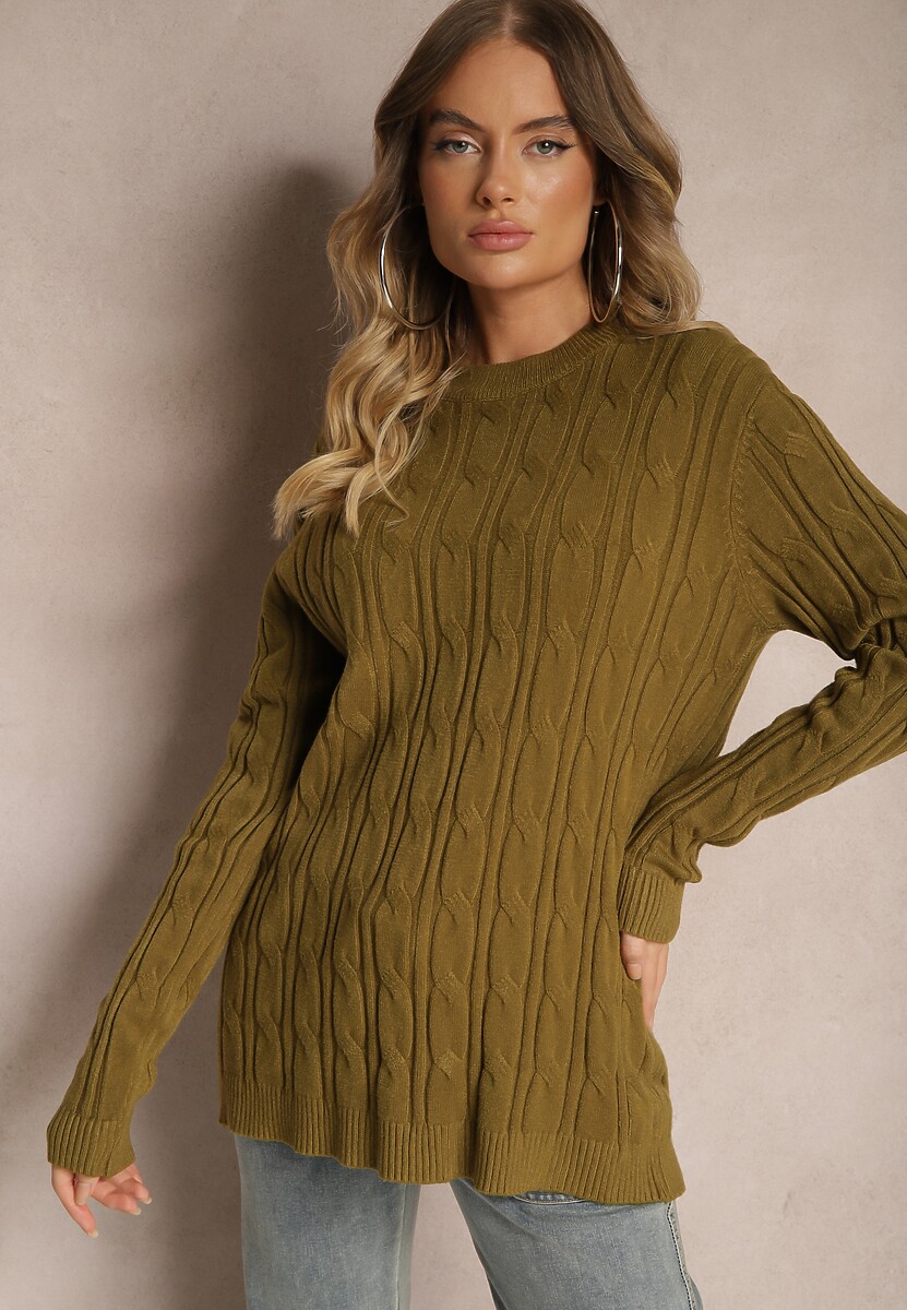 Fuksjowy Sweter z Wiskozą Ozdobiony Tłoczeniem Savra