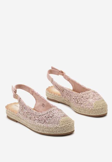 Różowe Ażurowe Espadryle z Odkrytą Piętą i Plecionką na Podeszwie Sanioma