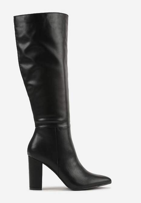 Czarne Kozaki Vices na Słupkowym Obcasie z Noskiem w Szpic Lanoretta