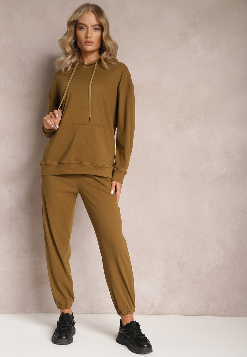 Brązowy Komplet Dresowy z Bluzą i Spodniami Ciranova