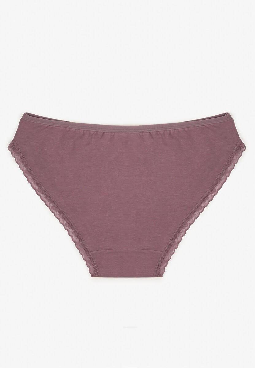 Fioletowe Majtki Figi z Bawełny Ozdobione Kokardą i Koronką Zeterie