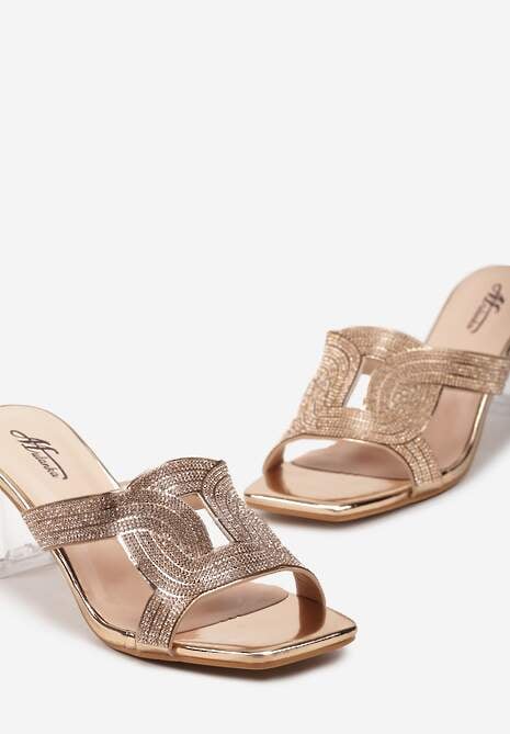 Szampańskie Klapki z Transparentnym Słupkiem i Cyrkoniami Valmara