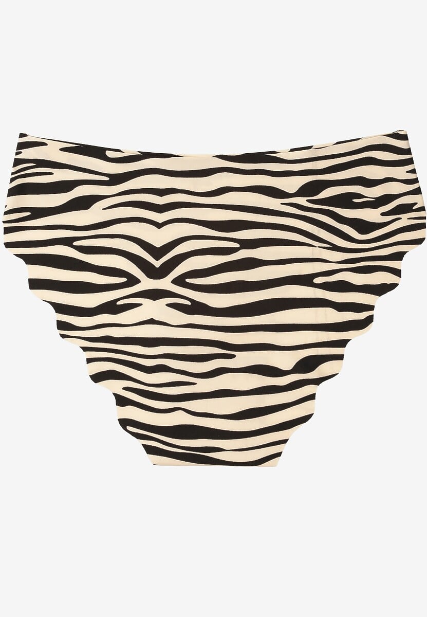 Beżowo-Czarne Majtki Typu Figi o Bezszwowym Wykończeniu Siladeia