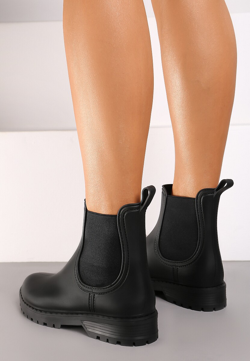 Czarne Kalosze Sztyblety na Płaskiej Podeszwie Irinndria