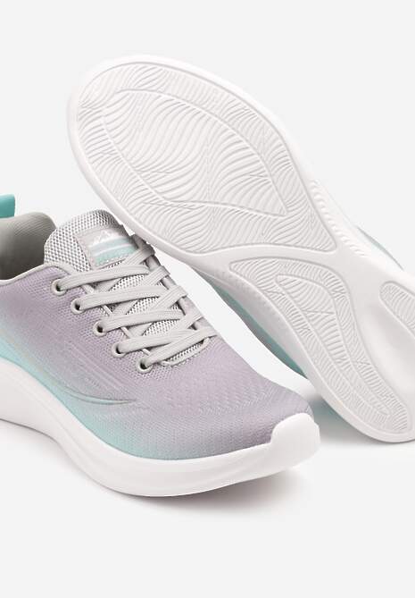Szaro-Miętowe Buty Sportowe Sneakersy Siateczkowe na Podeszwie z Pianki Rellica