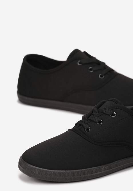 Czarne Sznurowane Tenisówki Przed Kostkę Calapse