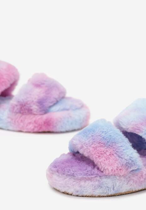 Fioletowe Kapcie z Futerka z Elastycznym Paskiem Podtrzymującym Piętę Arexis