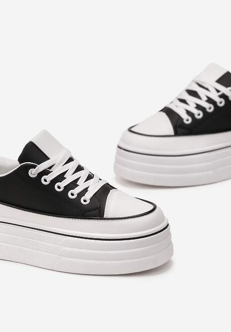 Czarne Trampki na Grubej Platformie Santtes