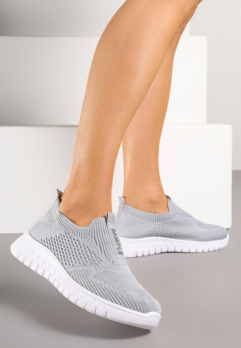 Beżowe Elastyczne Buty Sportowe Ozdobione Tłoczeniem Cleandra