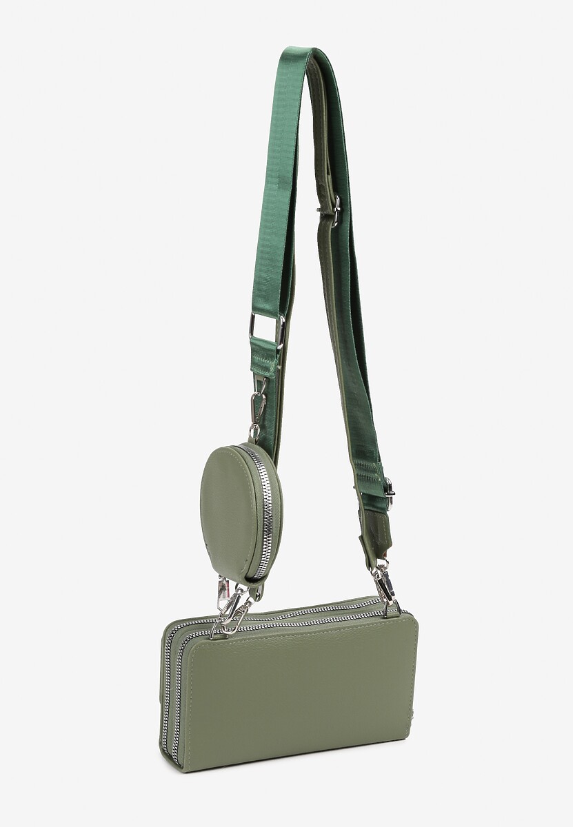 Zielona Mała Torebka z Dwiema Komorami i Dodatkowymi Odpinanymi Paskami Sialitha