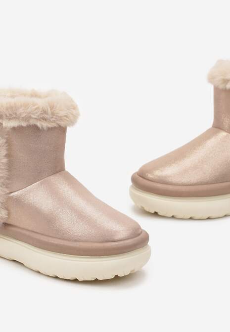 Złote Śniegowce za Kostkę z Futerkiem na Platformie Daxolina