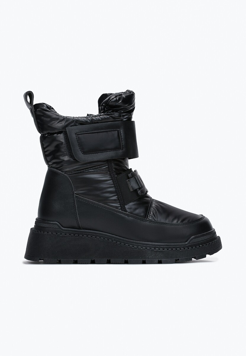 Czarne Śniegowce Sportowe na Platformie Coila