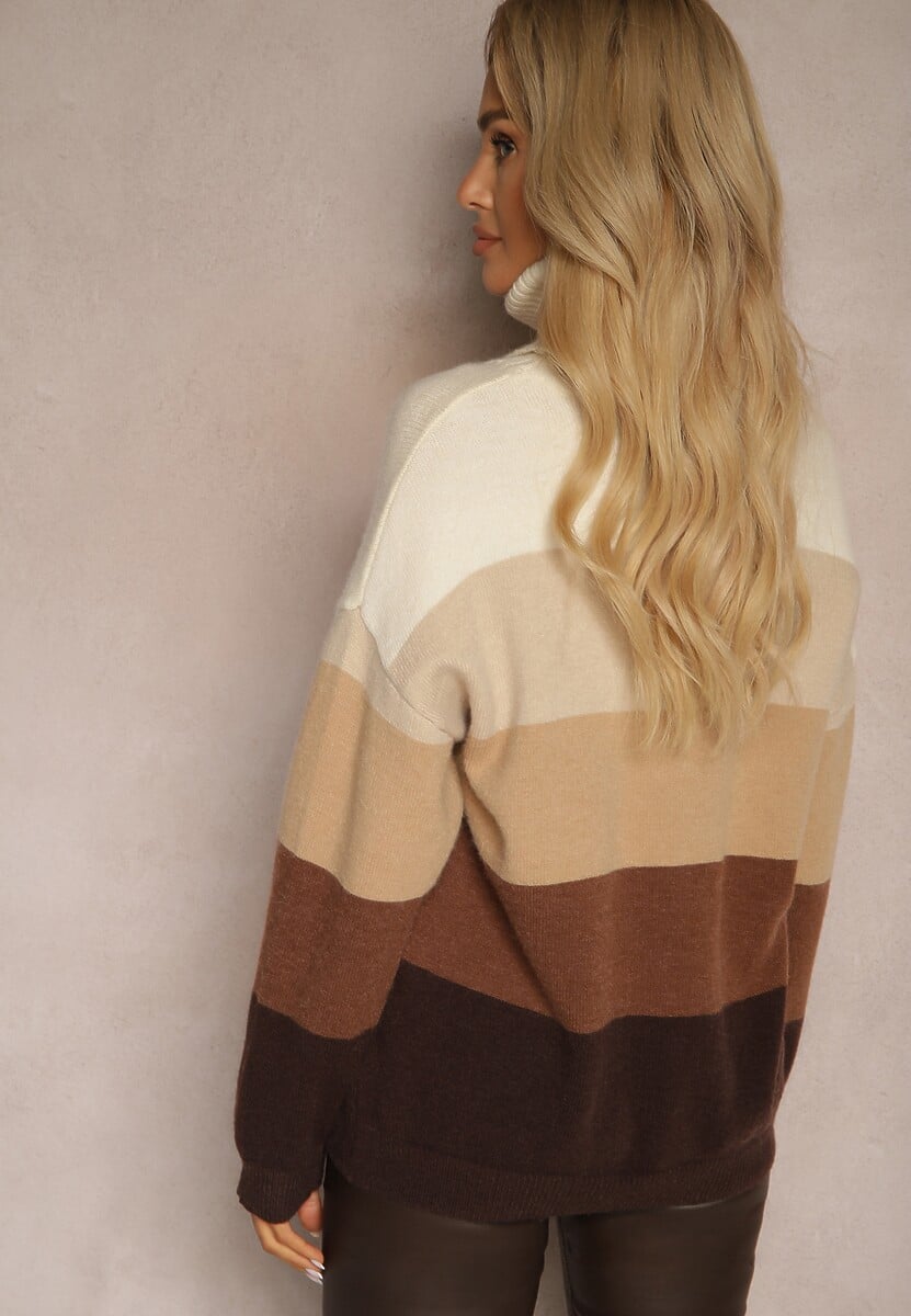 Beżowy Golf z Kaszmirem i Wiskozą Azinita