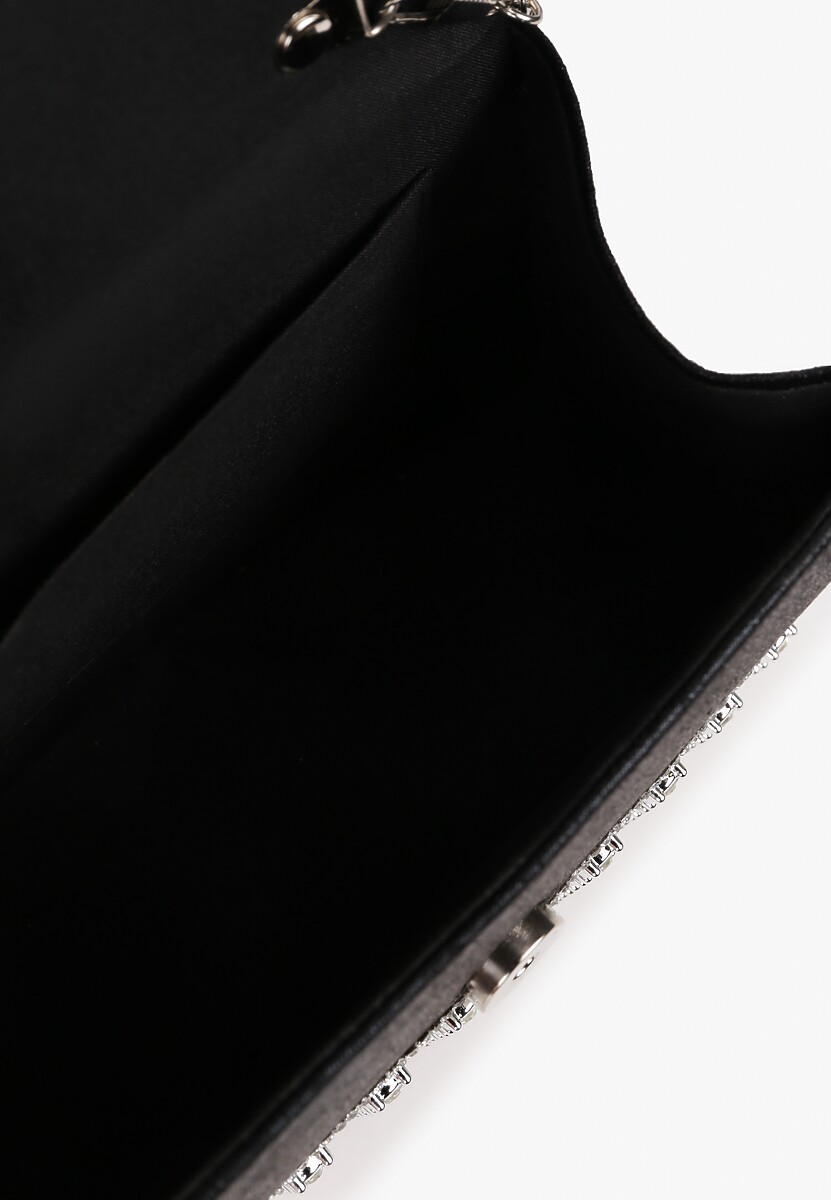 Czarna Cyrkoniowa Torebka w Koktajlowym Stylu z Rączką i Łańcuszkiem na Ramię Yolatia