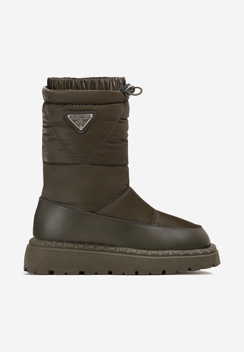 Zielone Pikowane Śniegowce ze Ściągaczem na Krawędzi Hasmenna