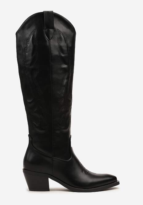 Czarne Kozaki Kowbojki na Niskim Stożku w Klasycznym Stylu Latarelle