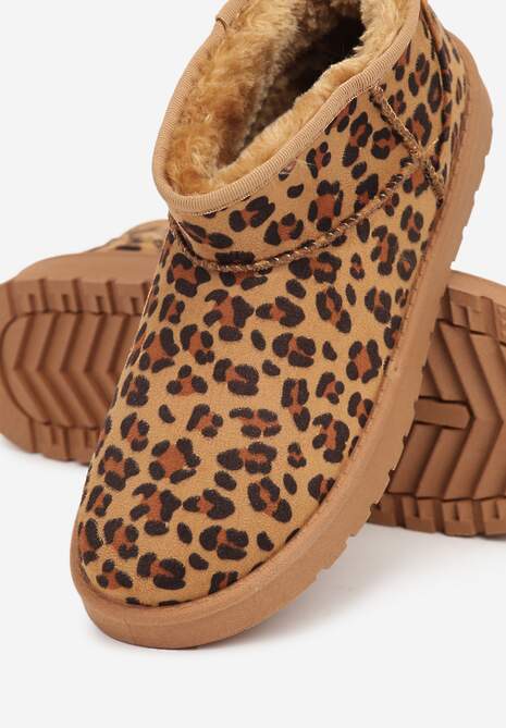 Brązowe Śniegowce Ozdobione Wzorek w Panterkę Antelaia
