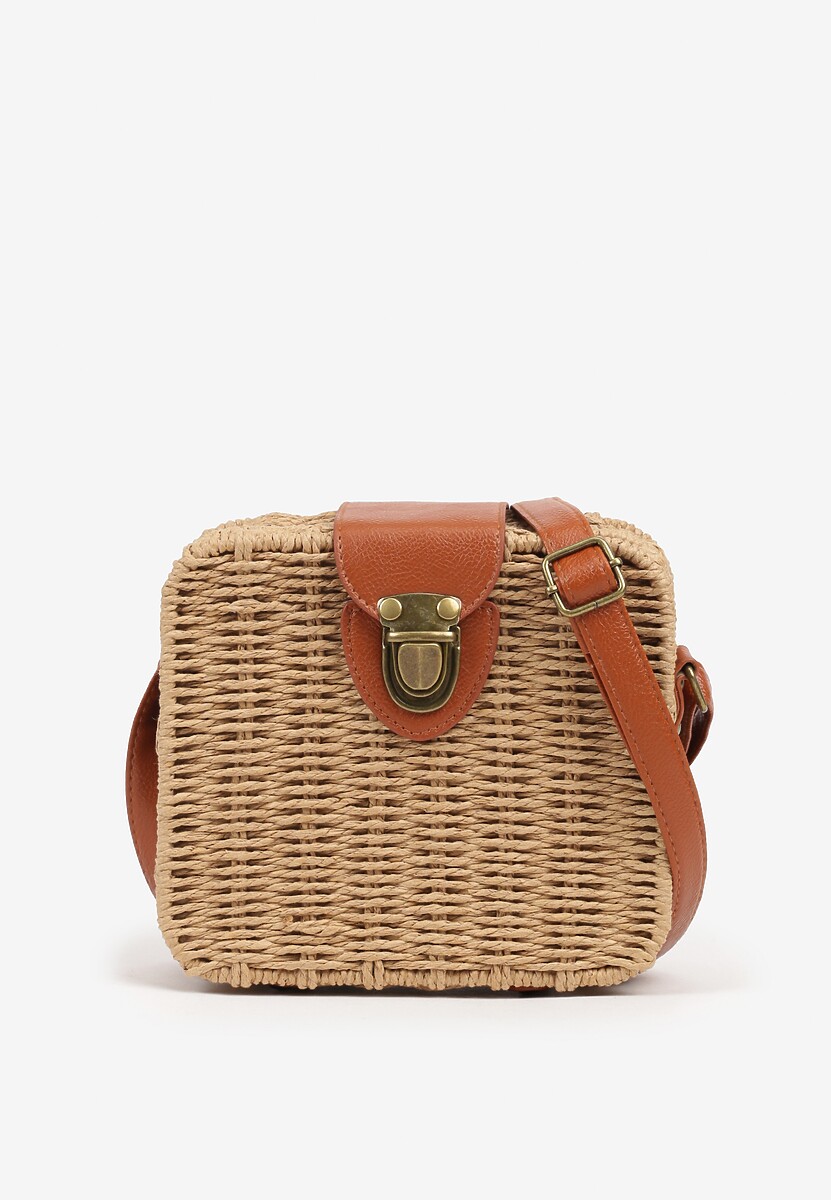 Beżowa Pleciona Torebka Typu Listonoszka Revadene