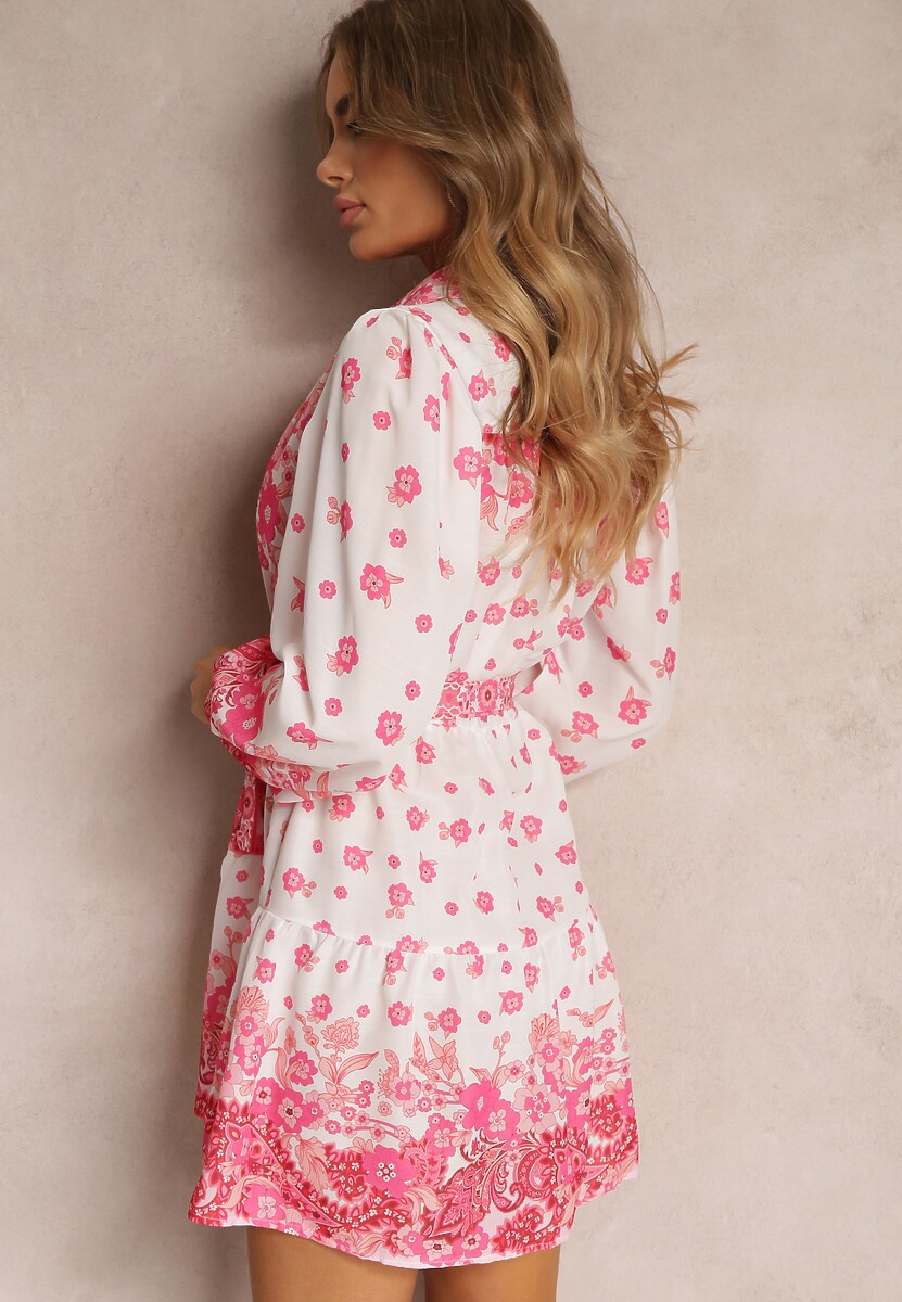 Fuksjowa Wiązana Sukienka z Kołnierzykiem i Gumką w Pasie Santanna