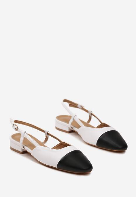 Białe Klasyczne Sandały na Płaskiej Podeszwie bez Pięty Zapinane przy Kostce Sadria