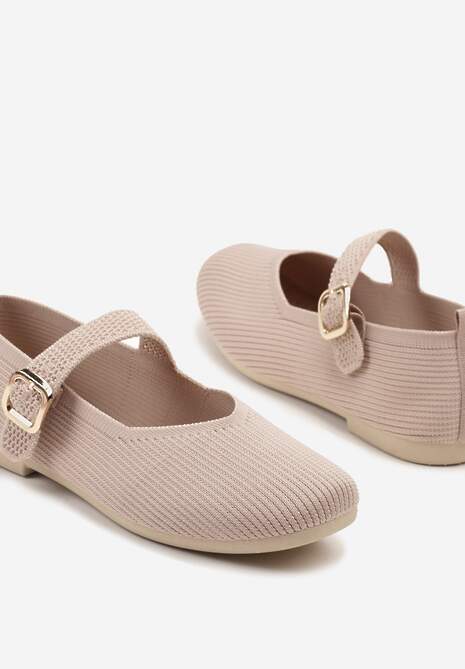 Jasnoróżowe Balerinki Ozdobione Paskiem Avanellia