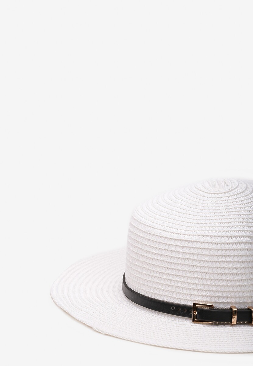 Biały Kapelusz z Plecionki z Paskiem i Szerokim Rondem Aspicaia